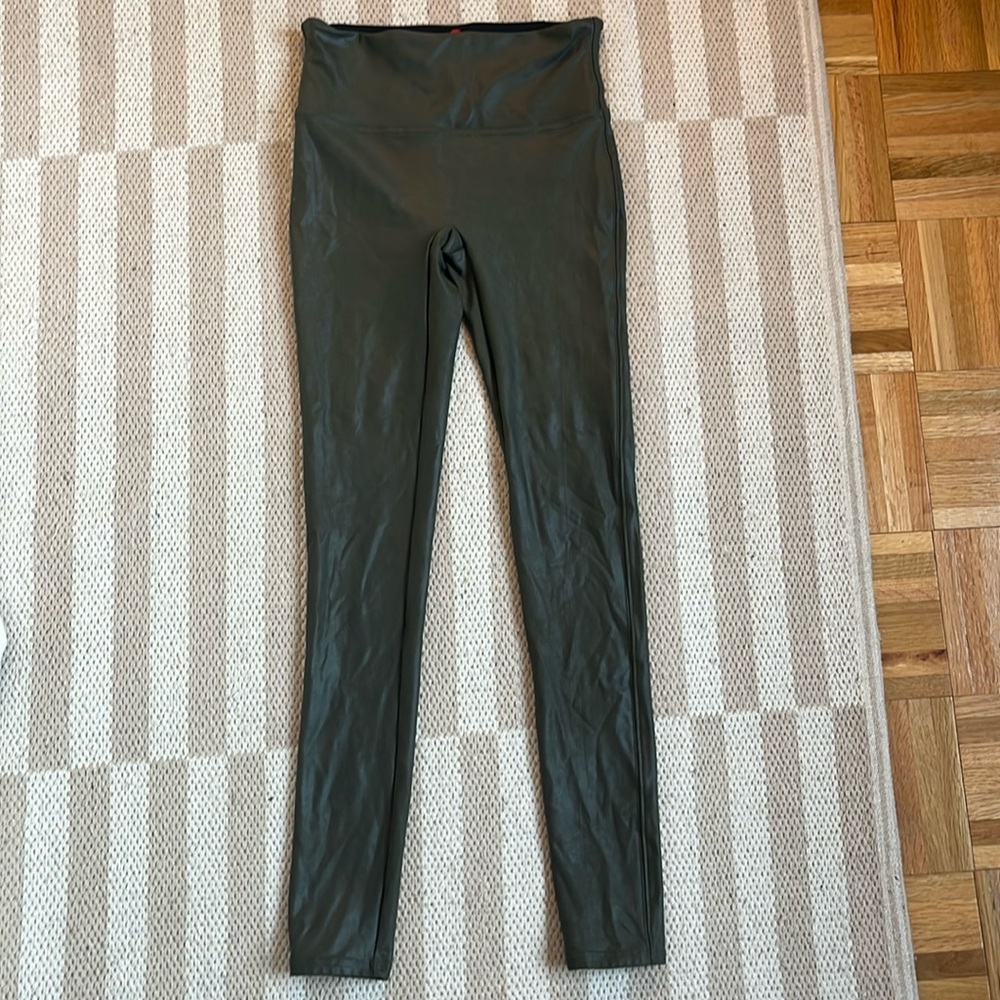 Spanx faux leather green legging